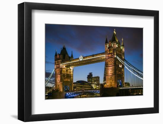 England, London, Tower Bridge, Dusk-Walter Bibikow-Framed Photographic Print