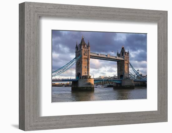 England, London, Tower Bridge, Sunset-Walter Bibikow-Framed Photographic Print