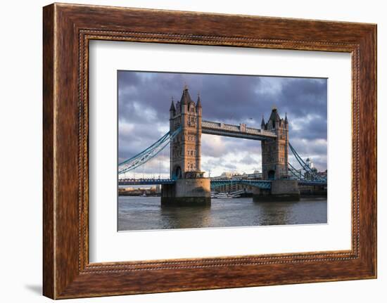 England, London, Tower Bridge, Sunset-Walter Bibikow-Framed Photographic Print