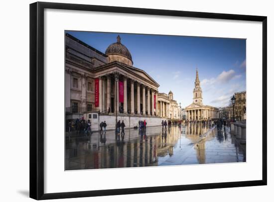 England, London, Trafalgar Square and National Gallery, Late Afternoon-Walter Bibikow-Framed Photographic Print