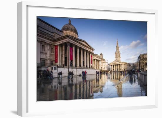 England, London, Trafalgar Square and National Gallery, Late Afternoon-Walter Bibikow-Framed Photographic Print