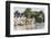 England, Oxfordshire, Henley-on-Thames, Boathouses and Rowers on River Thames-Steve Vidler-Framed Photographic Print