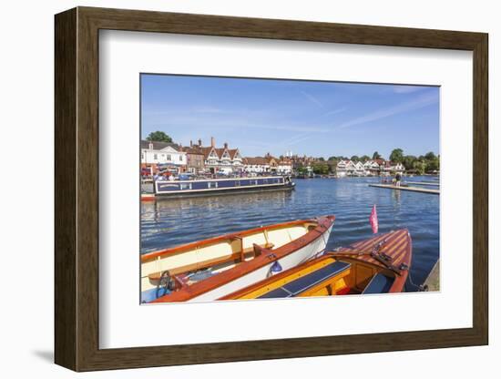 England, Oxfordshire, Henley-on-Thames, Leisure Boats and Town Skyline-Steve Vidler-Framed Photographic Print