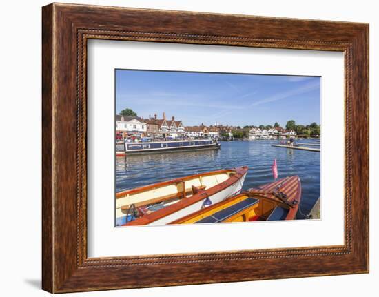 England, Oxfordshire, Henley-on-Thames, Leisure Boats and Town Skyline-Steve Vidler-Framed Photographic Print