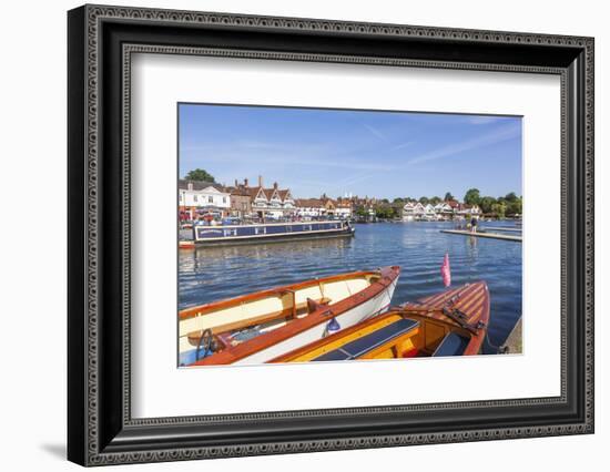 England, Oxfordshire, Henley-on-Thames, Leisure Boats and Town Skyline-Steve Vidler-Framed Photographic Print