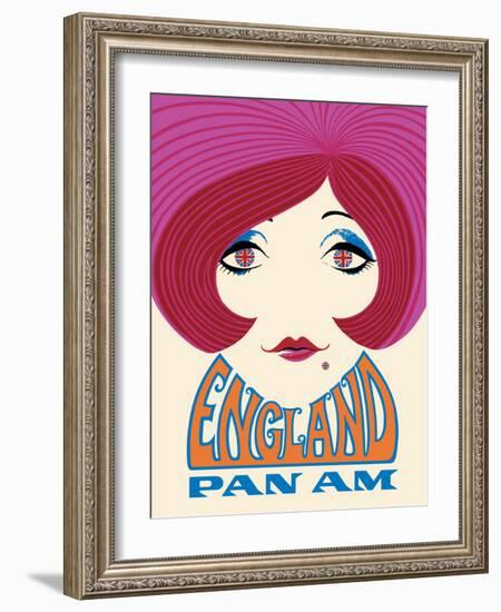 England - Pan American World Airways - Vintage Airline Travel Poster, 1960’s-Pacifica Island Art-Framed Art Print