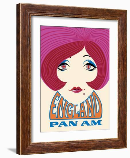 England - Pan American World Airways - Vintage Airline Travel Poster, 1960’s-Pacifica Island Art-Framed Art Print