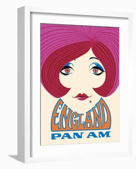 England - Pan American World Airways - Vintage Airline Travel Poster, 1960’s-Pacifica Island Art-Framed Art Print