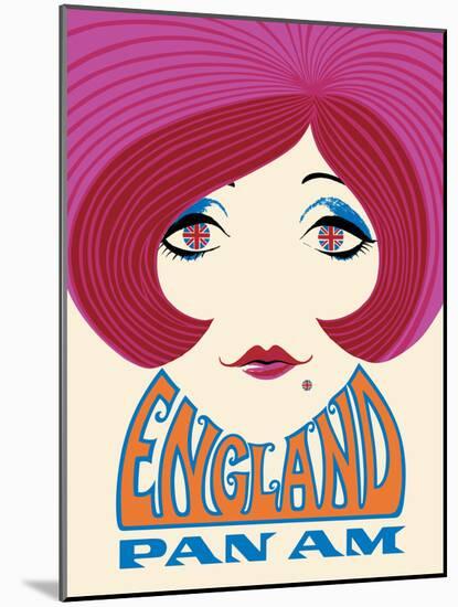 England - Pan American World Airways - Vintage Airline Travel Poster, 1960’s-Pacifica Island Art-Mounted Art Print