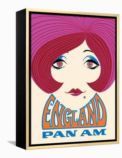 England - Pan American World Airways - Vintage Airline Travel Poster, 1960’s-Pacifica Island Art-Framed Stretched Canvas