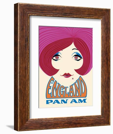 England - Pan American World Airways - Vintage Airline Travel Poster, 1960’s-Pacifica Island Art-Framed Art Print