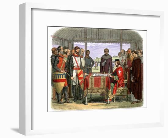 England's King John Signing Magna Carta at Runnymede-null-Framed Photographic Print