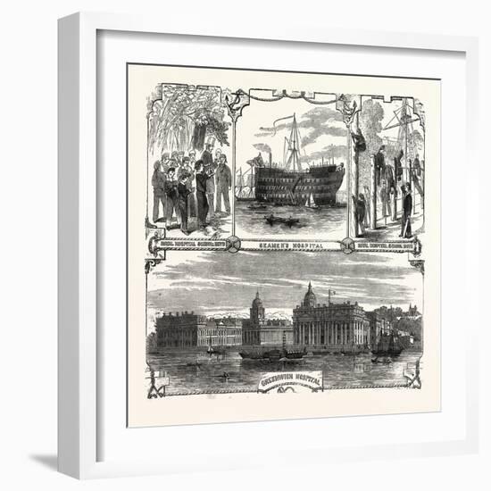 England's Refuge for the Defenders of Her Wooden Walls. Greenwich Hospital. London, Uk-null-Framed Giclee Print