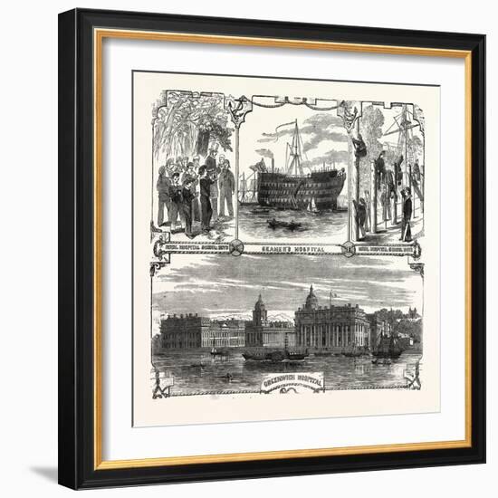 England's Refuge for the Defenders of Her Wooden Walls. Greenwich Hospital. London, Uk-null-Framed Giclee Print