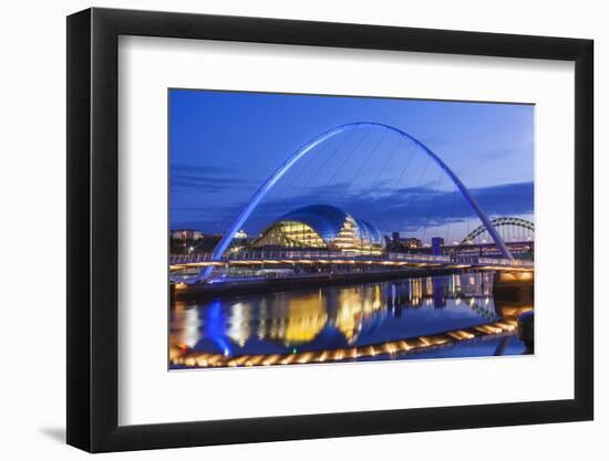 England, Tyne and Wear, Gateshead, Newcastle, Gateshead Millenium Bridge and Newcastle Skyline-Steve Vidler-Framed Photographic Print