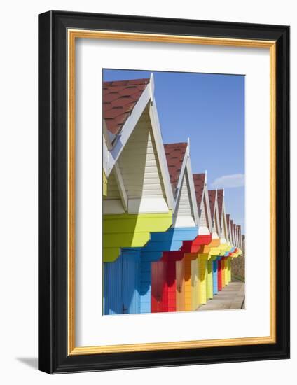 England, Yorkshire, Scarborough, Colourful Beach Huts-Steve Vidler-Framed Photographic Print