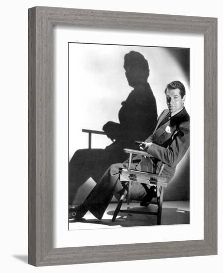 English Actor Laurence Olivier (1907-1989) Seated on a Chair's Director C. 1939-null-Framed Photo