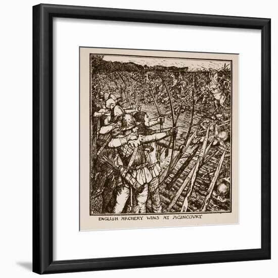 English Archery Wins at Agincourt, Illustration from 'A History of England'-Henry Justice Ford-Framed Giclee Print