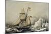 English Barquentine Schooner Rounding Quay, Colour Lithograph by Louis Lebreton, 19th Century-null-Mounted Giclee Print