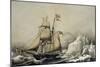 English Barquentine Schooner Rounding Quay, Colour Lithograph by Louis Lebreton, 19th Century-null-Mounted Giclee Print