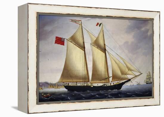 English Barquentine Sea Breeze Leaving Port of Livorno, 1864-null-Framed Premier Image Canvas