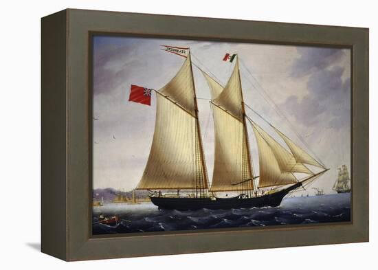 English Barquentine Sea Breeze Leaving Port of Livorno, 1864-null-Framed Premier Image Canvas