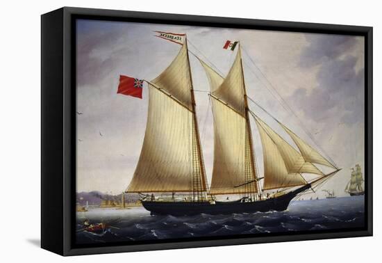 English Barquentine Sea Breeze Leaving Port of Livorno, 1864-null-Framed Premier Image Canvas