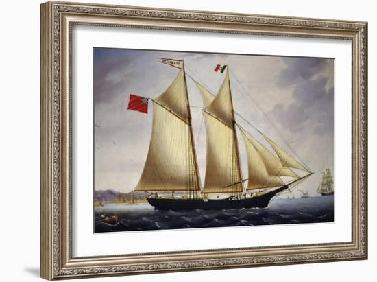 English Barquentine Sea Breeze Leaving Port of Livorno, 1864-null-Framed Giclee Print