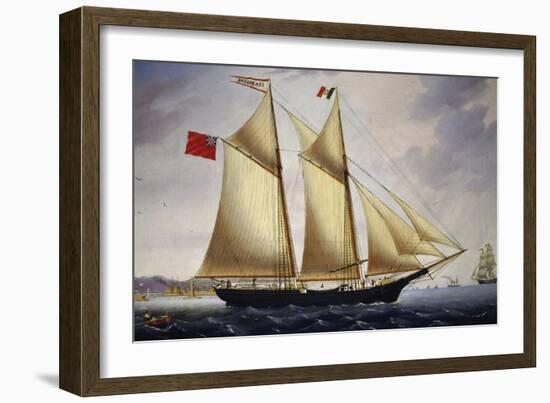 English Barquentine Sea Breeze Leaving Port of Livorno, 1864-null-Framed Giclee Print