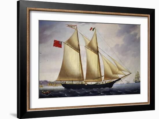 English Barquentine Sea Breeze Leaving Port of Livorno, 1864-null-Framed Giclee Print