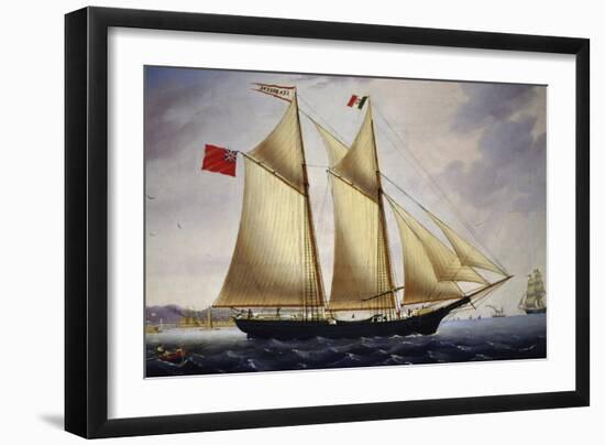English Barquentine Sea Breeze Leaving Port of Livorno, 1864-null-Framed Giclee Print