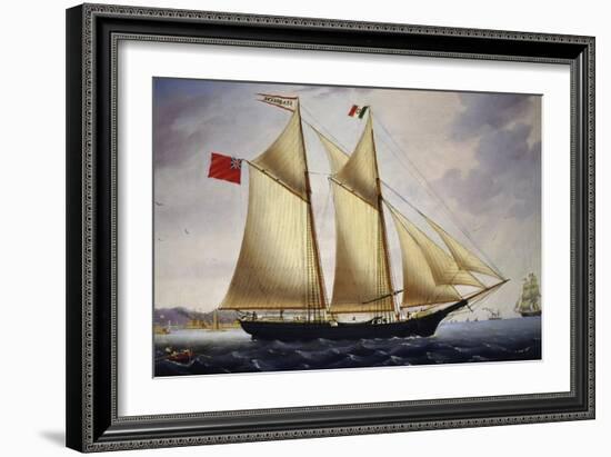 English Barquentine Sea Breeze Leaving Port of Livorno, 1864-null-Framed Giclee Print