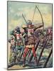 English Bowmen at the Battle of Crecy (Colour Litho)-Peter Jackson-Mounted Giclee Print