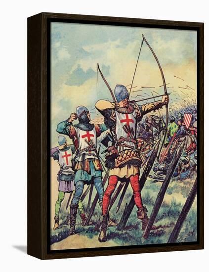 English Bowmen at the Battle of Crecy (Colour Litho)-Peter Jackson-Framed Premier Image Canvas