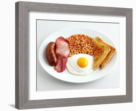 English Breakfast with Fried Egg, Beans, Toast and Sausage-Peter Howard Smith-Framed Photographic Print