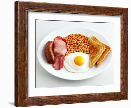 English Breakfast with Fried Egg, Beans, Toast and Sausage-Peter Howard Smith-Framed Photographic Print