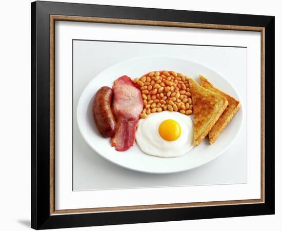 English Breakfast with Fried Egg, Beans, Toast and Sausage-Peter Howard Smith-Framed Photographic Print