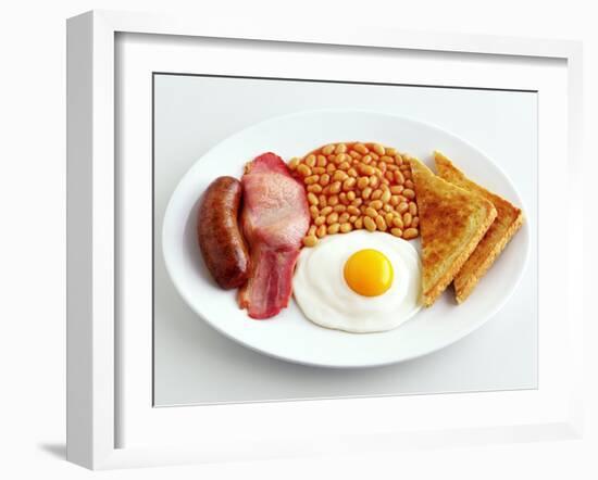 English Breakfast with Fried Egg, Beans, Toast and Sausage-Peter Howard Smith-Framed Photographic Print