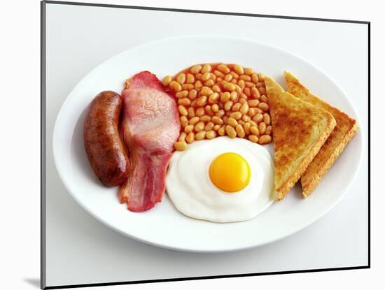 English Breakfast with Fried Egg, Beans, Toast and Sausage-Peter Howard Smith-Mounted Photographic Print