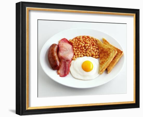 English Breakfast with Fried Egg, Beans, Toast and Sausage-Peter Howard Smith-Framed Photographic Print