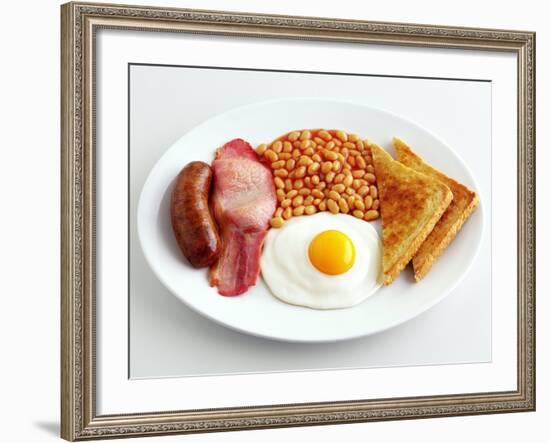 English Breakfast with Fried Egg, Beans, Toast and Sausage-Peter Howard Smith-Framed Photographic Print