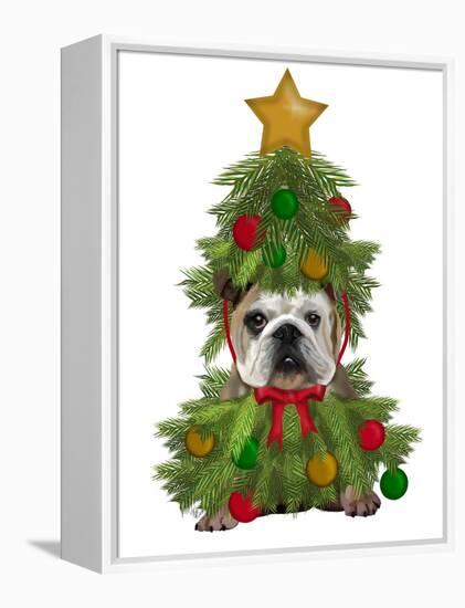 English Bulldog, Christmas Tree Costume-Fab Funky-Framed Stretched Canvas