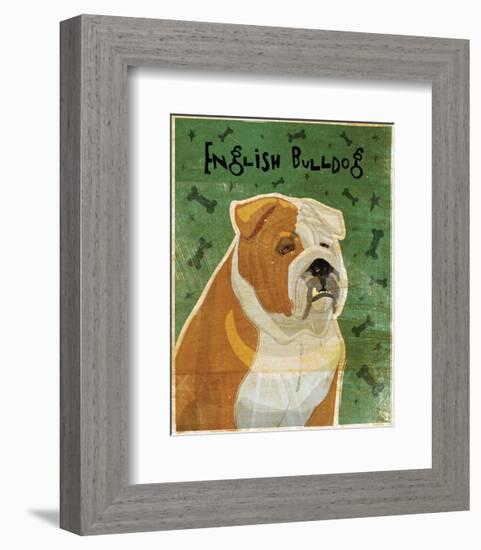 English Bulldog (tan and white)-John W^ Golden-Framed Art Print