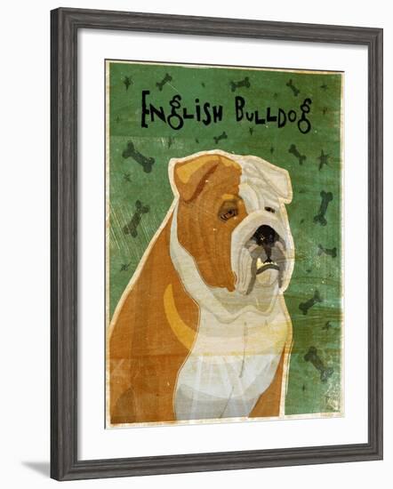 English Bulldog Tan and White-John W Golden-Framed Giclee Print