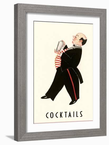 English Butler with Martini Shaker-null-Framed Premium Giclee Print