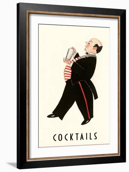 English Butler with Martini Shaker-null-Framed Premium Giclee Print