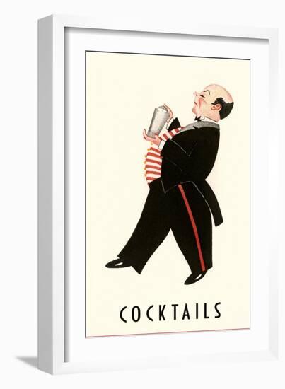 English Butler with Martini Shaker-null-Framed Premium Giclee Print