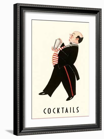 English Butler with Martini Shaker-null-Framed Premium Giclee Print