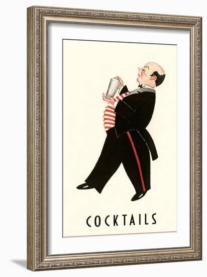 English Butler with Martini Shaker--Framed Art Print