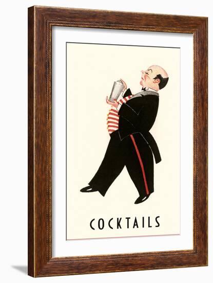 English Butler with Martini Shaker-null-Framed Art Print